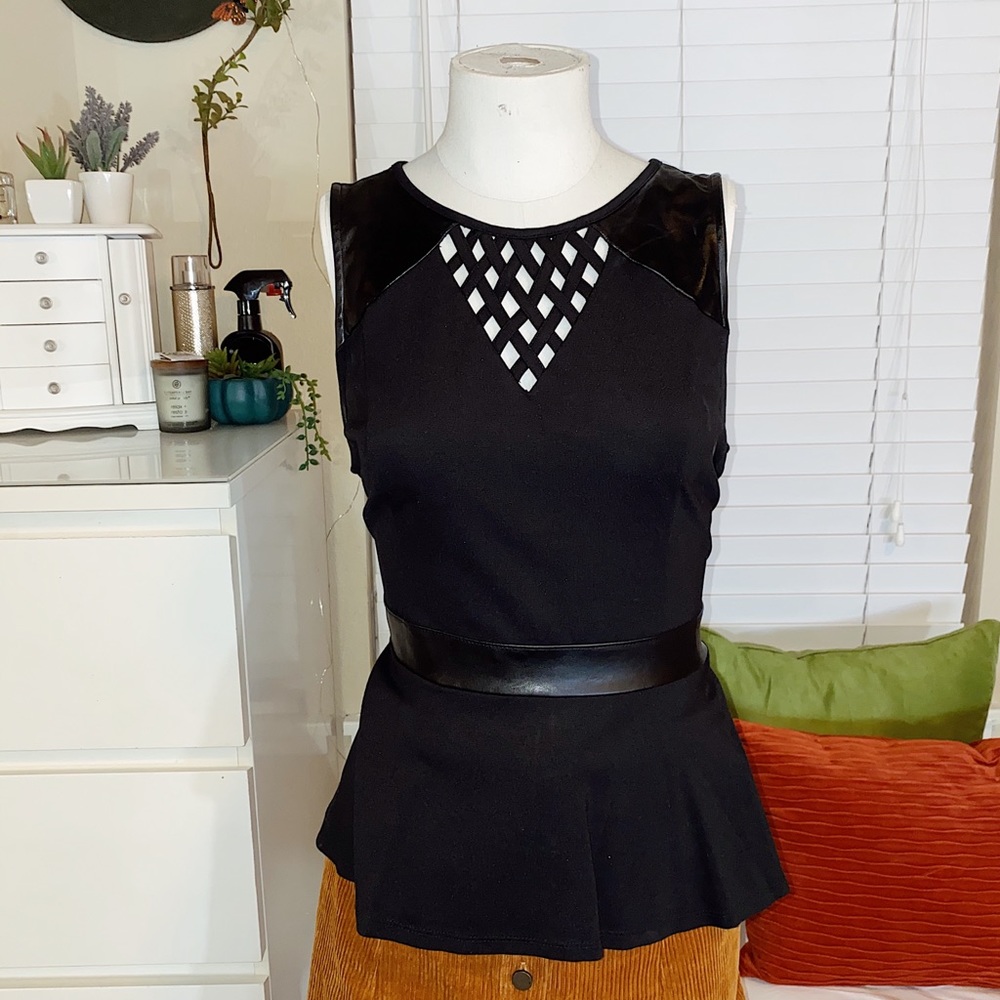 ✨NEW✨ Black Faux Leather Peplum Top